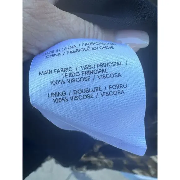 Reformation Irisa Black Floral Midi Dress Size 8 Ruffle Hem Lace Trim Grand Dame - Picture 16 of 16